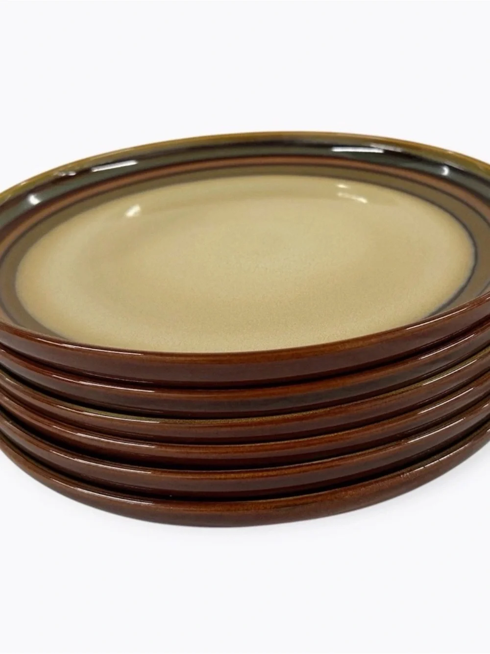 Set of 6 Sango Flair Brown 4836 Dinner Plates 11” Stoneware Discontinued